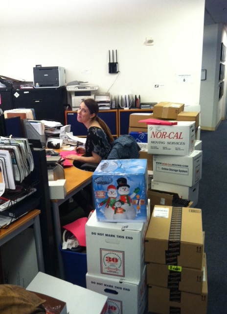 The office managers, Cassie (pictured) and Kimberly, had some of the biggest jobs for the move.